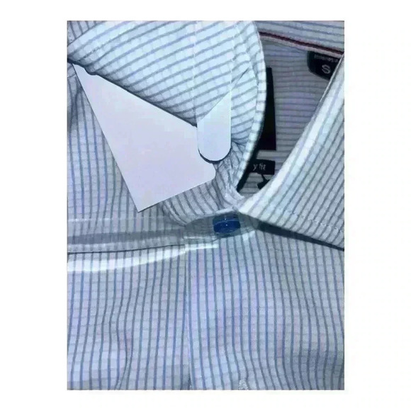 Men’s Light Blue Checkered Dress Shirt Size S, Slim Fit, Long Sleeve, Button-Up - Picture 5 of 9